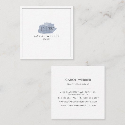 Waterverf vierkante Visitekaartjes (Voorkant / Achterkant)