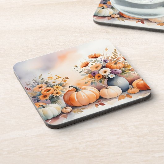 Waterverf viert herfst bier onderzetter (Linkerzijde)