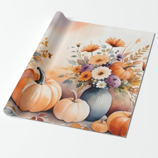 Waterverf viert herfst cadeaupapier (Uitgerold)