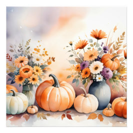 Waterverf viert herfst foto afdruk