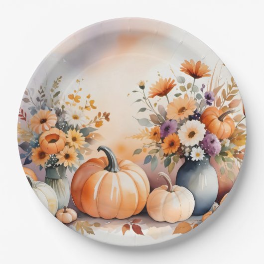 Waterverf viert herfst papieren bordje (Voorkant)