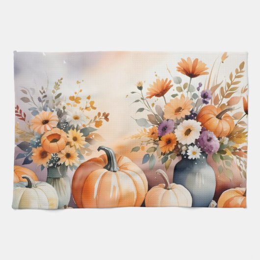 Waterverf viert herfst theedoek (Horizontaal)