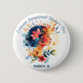 Waterverf viert Internationale Vrouwendag Ronde Button 5,7 Cm (Voorkant)