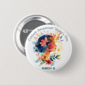 Waterverf viert Internationale Vrouwendag Ronde Button 5,7 Cm (Voorkant /achterkant)