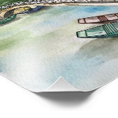 Waterverf, Vietnam, landschap in de provincie Ninh Foto Afdruk (Hoek)