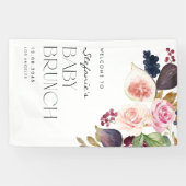 Waterverf Vijgen en Berry Floral Baby Brunch Spandoek (Horizontaal)