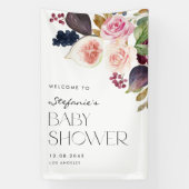 Waterverf Vijgen en Berry Floral Baby shower Spandoek (Verticaal)