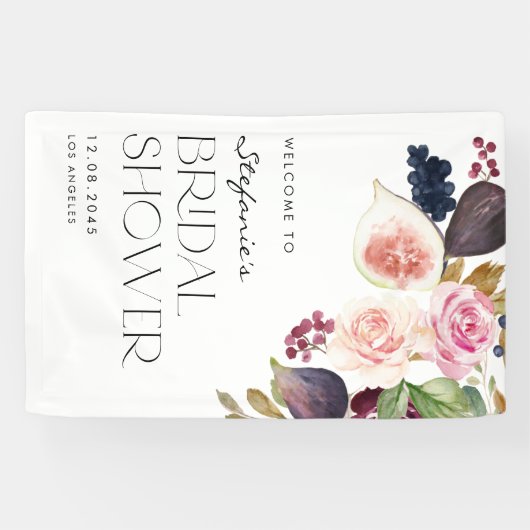 Waterverf Vijgen en Berry Floral Vrijgezellenfeest Spandoek (Horizontaal)