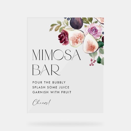 Waterverf vijgen en bessen Vrijgezellenfeest Mimos Acryl Bord (Voorkant)