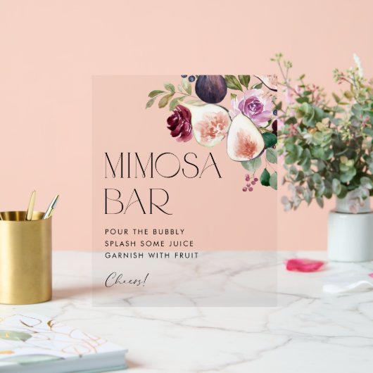 Waterverf vijgen en bessen Vrijgezellenfeest Mimos Acryl Bord (Huwelijk)