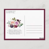 Waterverf vijgen en Bourgondische bloemen dank u Briefkaart (Achterkant)