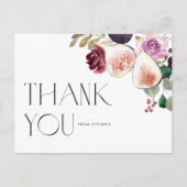 Waterverf vijgen en Bourgondische bloemen dank u Briefkaart (Voorkant)