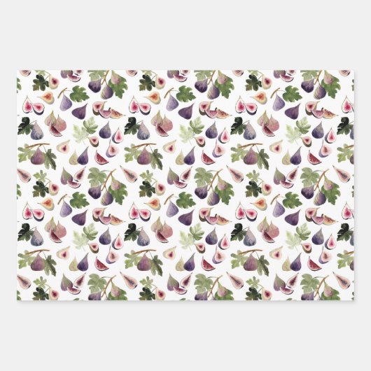 Waterverf Vijgen Wit en Geel Oker en Blush Inpakpapier Vel (Voorkant)