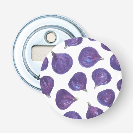 Waterverf vijgenpatroon button flesopener (Voorkant)