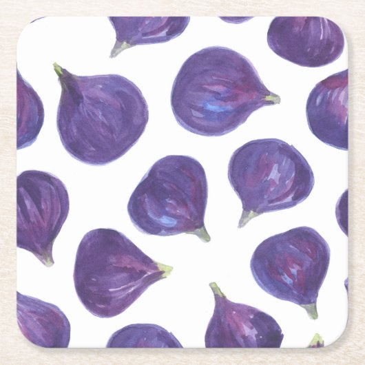 Waterverf vijgenpatroon kartonnen onderzetters (Voorkant)