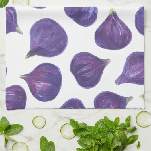 Waterverf vijgenpatroon theedoek (Gevouwen)