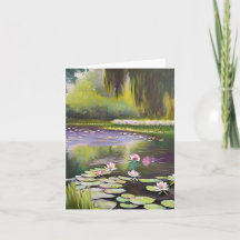 Waterverf vijver en lelies op maat