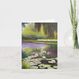 Waterverf vijver en lelies op maat kaart