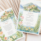 Waterverf Villa del Balbianello Lake Como Huwelijk Kaart