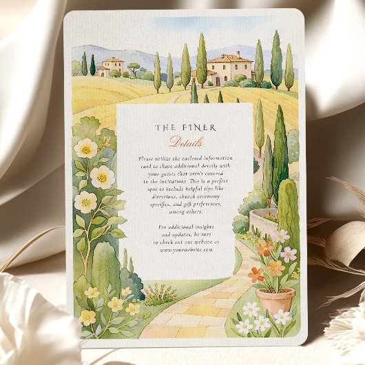 Waterverf Villa La Foce Toscane Italië Huwelijk Kaart