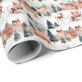 Waterverf Village huizen: Cadeaupapier (Rol Hoek)