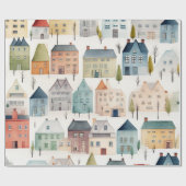 Waterverf Village Magisch patroon Cadeaupapier (Vlak)