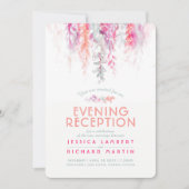 Waterverf Vine Coral Roze Groene Avondreceptie Kaart (Voorkant)