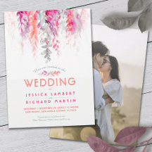 Waterverf Vine Koraal Groen Roze Rood Foto Bruilof