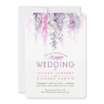 Waterverf Vine Roze paarse grijze bruiloft