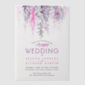 Waterverf Vine Roze paarse grijze bruiloft Vellum Uitnodigingen (Voorkant)
