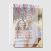 Waterverf Vine Roze paarse grijze bruiloft Vellum Uitnodigingen (Offset (Koppel))