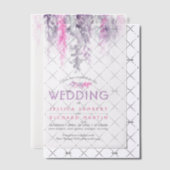 Waterverf Vine Roze paarse grijze bruiloft Vellum Uitnodigingen (Offset (Uitnodiging))