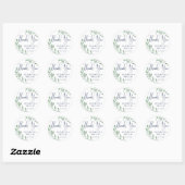 Waterverf Vines Navy Blue Script Dank je Seal Ronde Sticker (Vel)