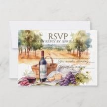 Waterverf Vineyard horizontale RSVP kaarten