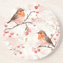 Waterverf vink in een besneeuwde winterboom en bes