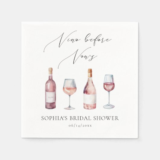 Waterverf Vino voor geloften Vrijgezellenfeest Servet (Voorkant)
