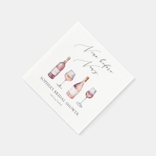 Waterverf Vino voor geloften Vrijgezellenfeest Servet (Hoek)