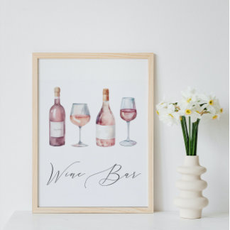 Waterverf Vino voor geloften Wijnbar teken Poster