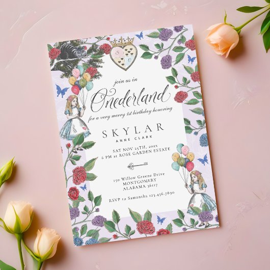 Waterverf Vintage Alice in Onederland Kaart