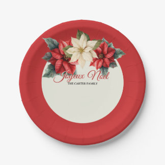 Waterverf Vintage Bloemige Rode Poinsettia Kerstmi Papieren Bordje