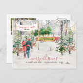 Waterverf Vintage Boerderij kerstfoto Briefkaart (Voorkant / Achterkant)