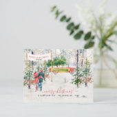 Waterverf Vintage Boerderij kerstfoto Briefkaart (Staand voorkant)