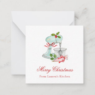 Waterverf Vintage Cake mixer Kerstmis Notitiekaartje