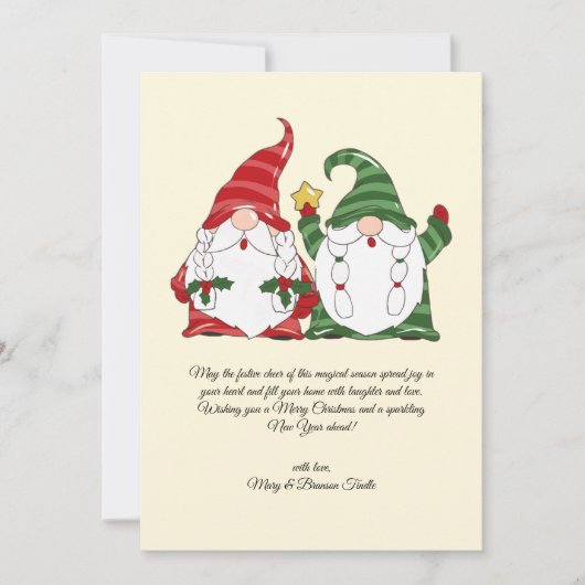 Waterverf Vintage Christmas Caroling Gnomes Feestdagenkaart (Voorkant)