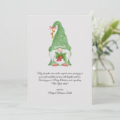 Waterverf Vintage Christmas Gnome met Holly Feestdagenkaart (Staand voorkant)