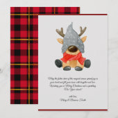 Waterverf Vintage Christmas Reindeer Gnome Feestdagenkaart (Voorkant / Achterkant)