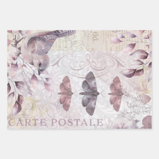 Waterverf Vintage Ephemera ontkoppeling Inpakpapier Vel (Voorkant 3)