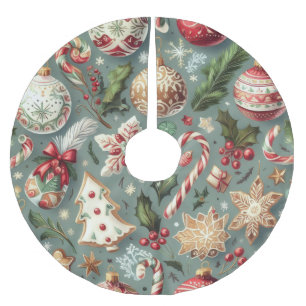Waterverf Vintage Kerst Motieven Vakantie Kerstboom Rok