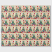 Waterverf vintage kerst notenkraker cadeaupapier (Vlak)