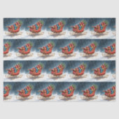 Waterverf Vintage Kerst slee Tissuepapier (Voorkant)
